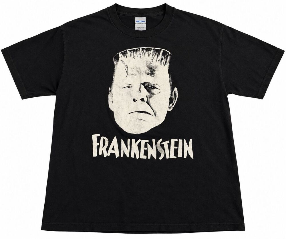 Frankenstein Vintage Optima Heavy Cotton Horror Graphic T-Shirt Size Large